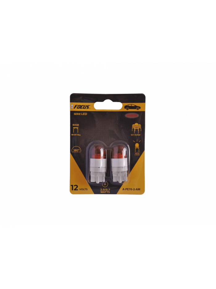 SET 2 AMPOLLETAS LED WY21/5W T20 AMBAR 12V (A-6942C-AM)