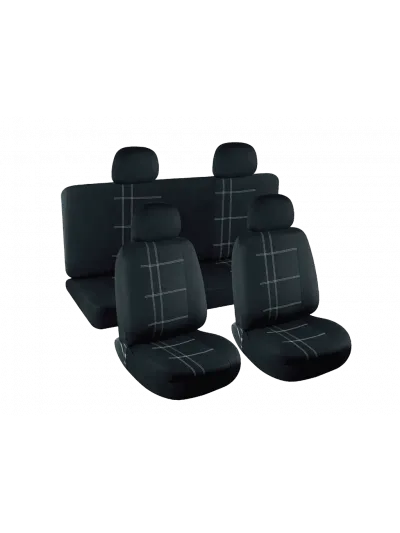 SET DE FUNDA DE ASIENTOS - NEGRO LINEAS GRIS - 9 PIEZAS
