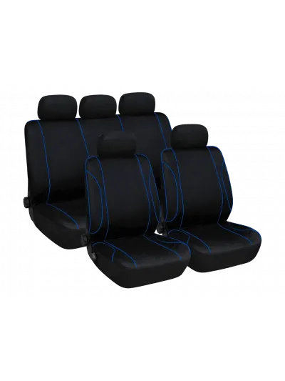 SET DE FUNDA DE ASIENTOS - NEGRO LINEAS AZUL - 9 PIEZAS