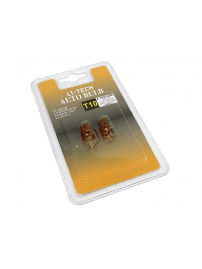 AMPOLLETAS 12V 5W T10 BASE DE VIDRIO (W2.1 X 9.5D) - AMBAR